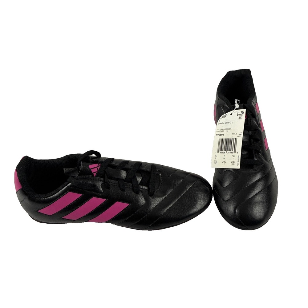 Adidas  Goletto VII FG Soccer Cleats Black/Fucsia Shoes US Boys‎ Mens Size 5.5
